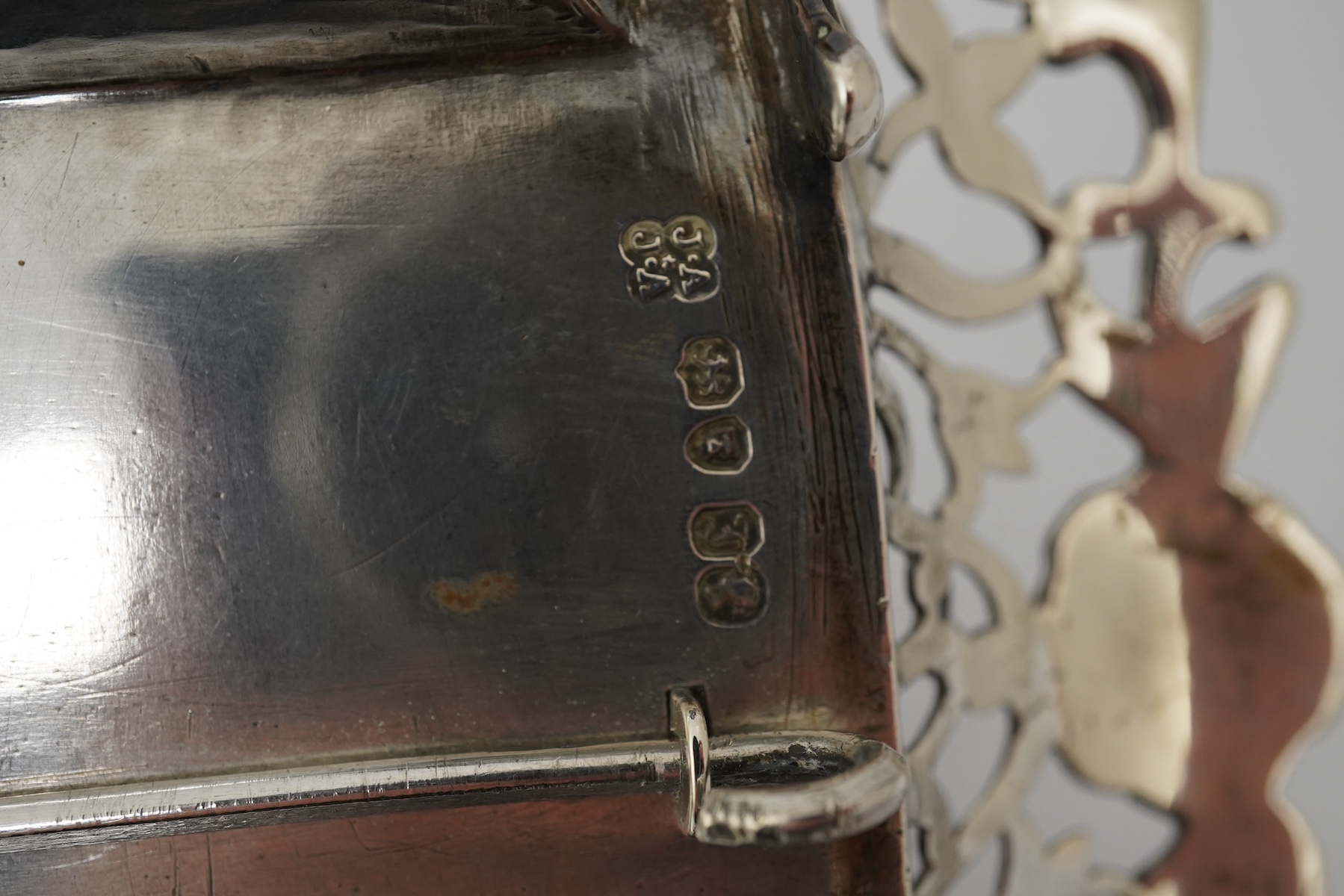 An early Victorian silver rounded rectangular inkstand, by Joseph Angell I and Joseph Angell II